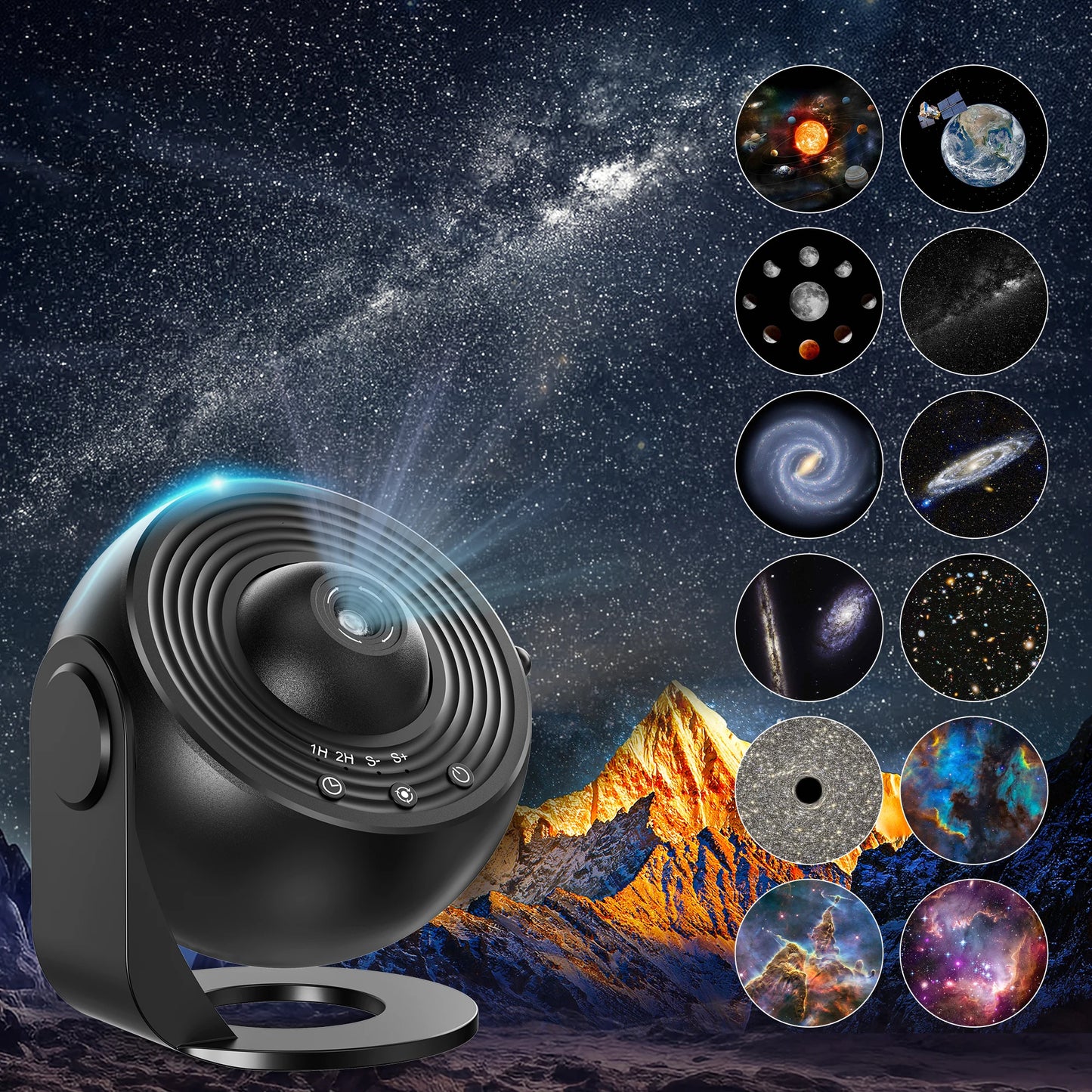 13 In 1 Galaxy Ultral Star Projector HD Image - Area LED Night Light, - 13 Film Discs,360° Rotate for