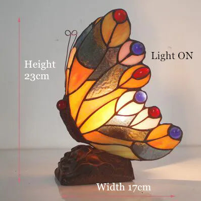 Tiffany Table Lamp Retro Stained Glass Butterfly Desk Lamp
