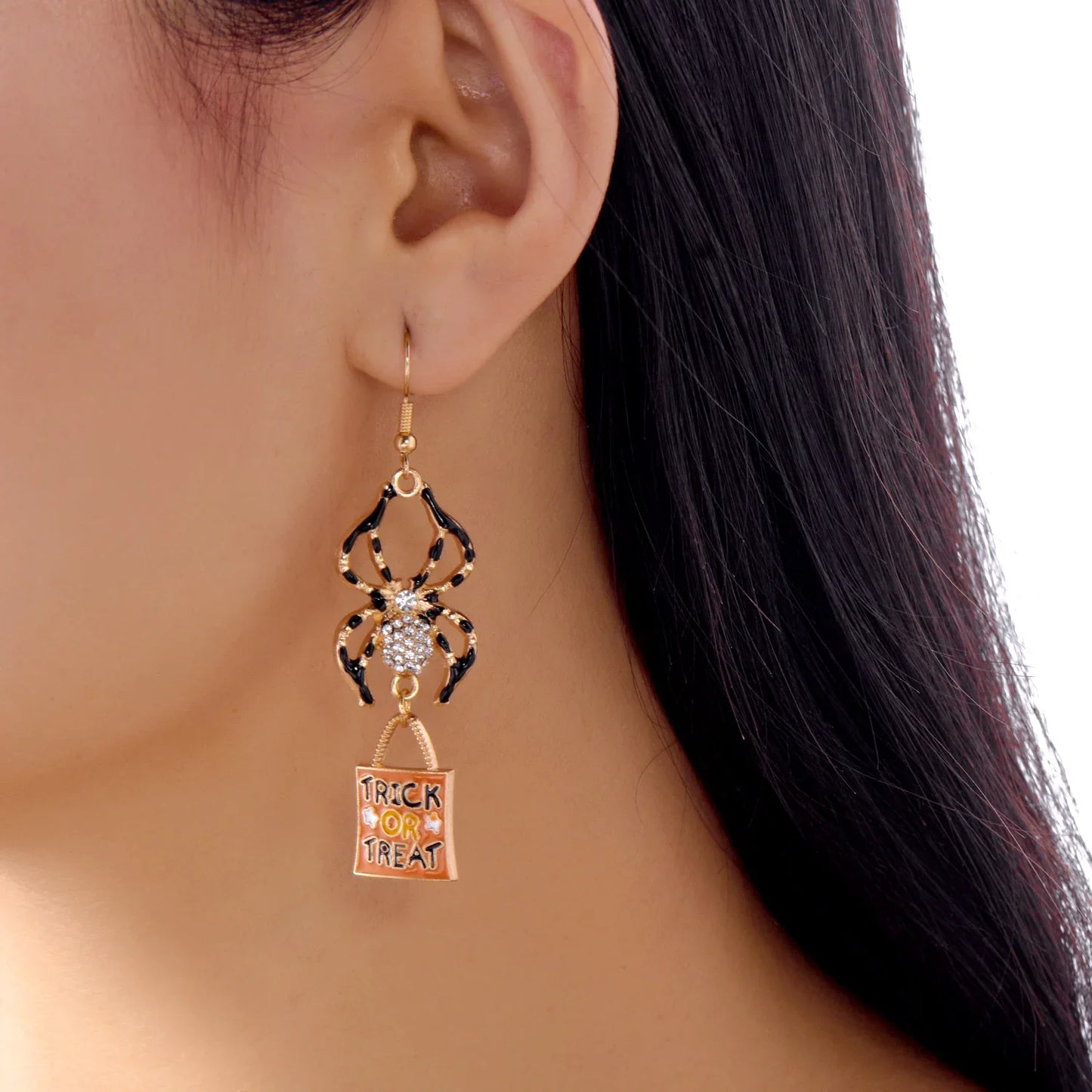 Cute Halloween Dangle Earrings for Women - Cartoon Pumpkin - Ghost Spider Drop Oil Earring