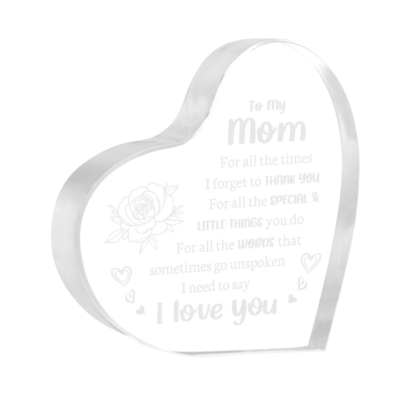 Mother's Day Gift -Sign Heart Shaped Plaque - Gift For Mother Desktop  I Lover You Mom