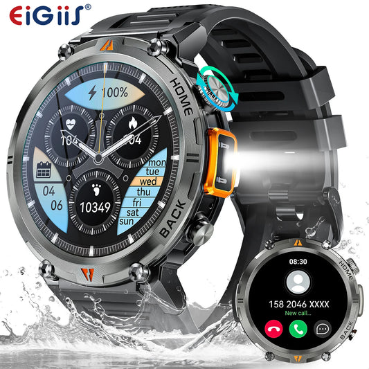 2025 New Bluetooth  smartwatch for men - Full Touch Screen With Health Monitor - Flashlight Smart watch