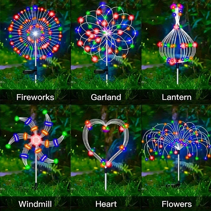2/4/6/8/12pcs. - 200LED Outdoor Solar Fireworks Lights  - Waterproof - Solar Garden Flower Lights