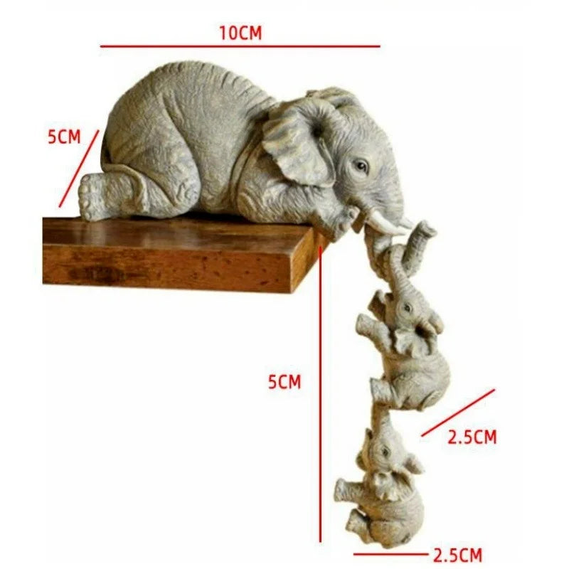 3pcs/set Cute Elephant Figurines  Holding Baby Elephant