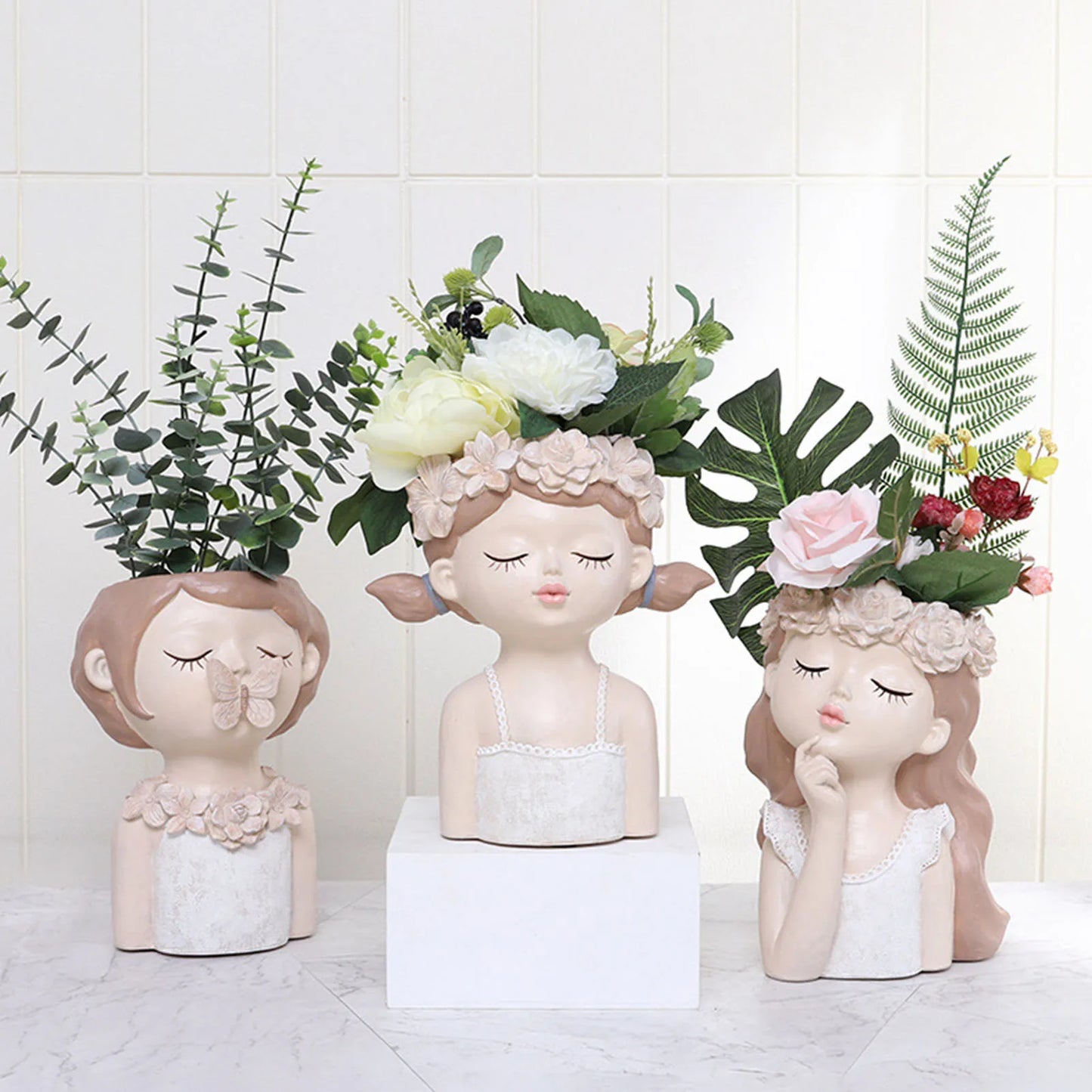 Creative Cute Girl Resin Flower Pot