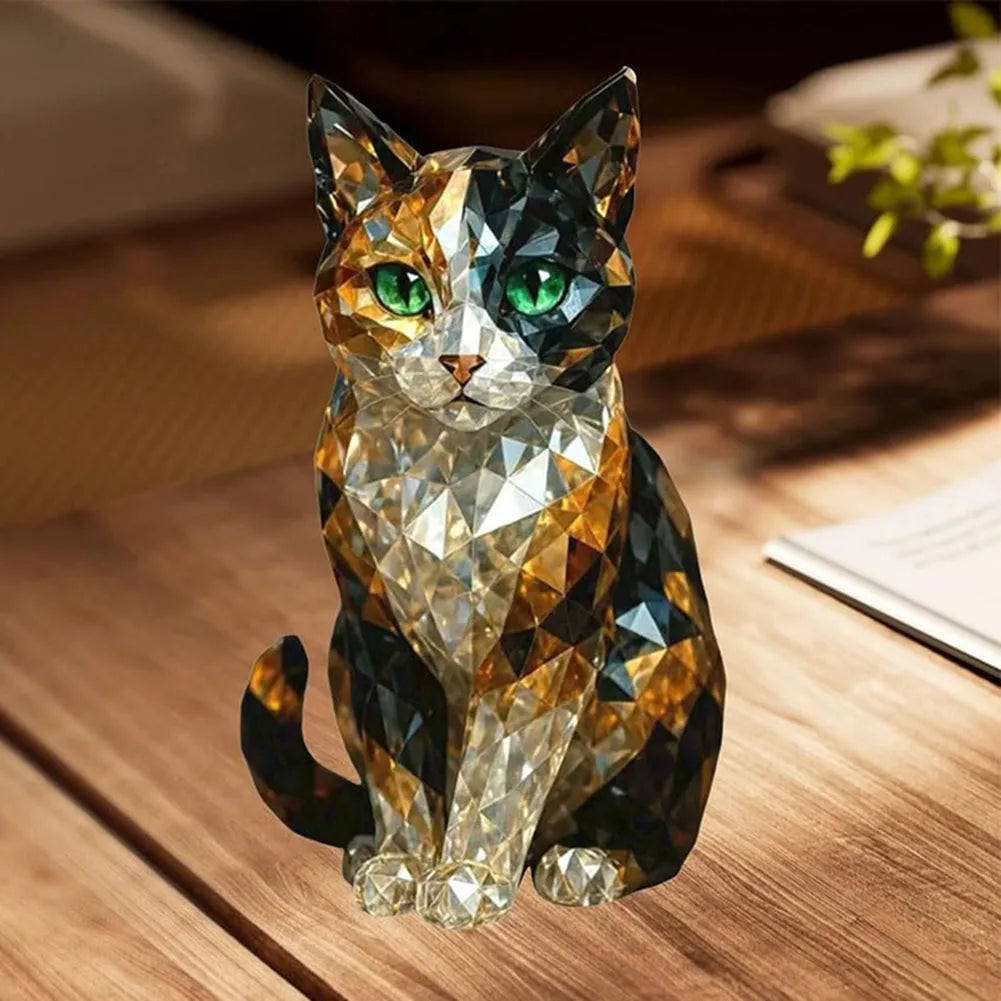 Creative Fake Crystal Animal Sculptures Resin Painted Animal Statue Mini Collectible Art Clear Statue for Home Office Bar Decor