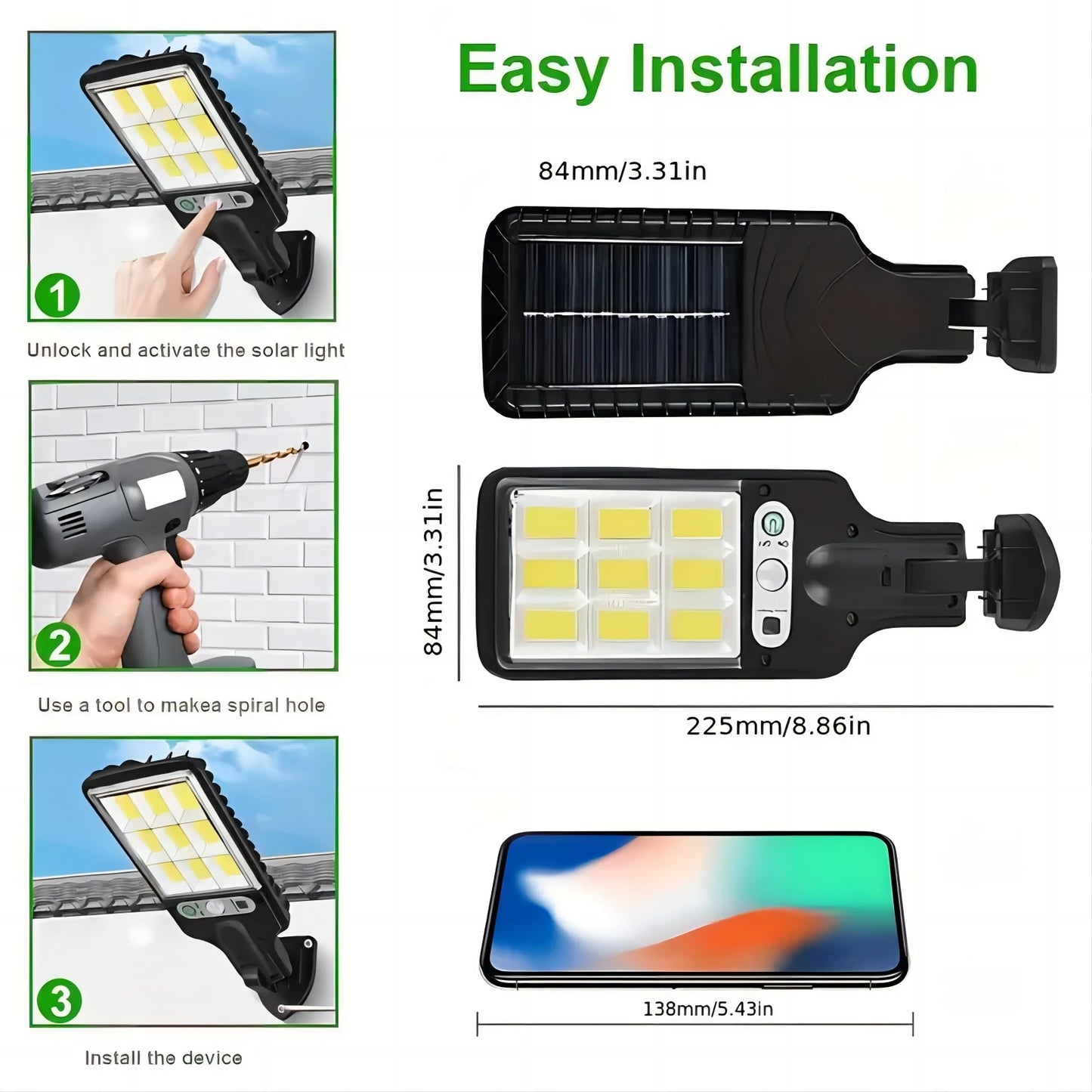 1/2/4-Pack Solar Street Lights,  COB LED Outdoor Wall Lights with Remote Control and Motion Sensor