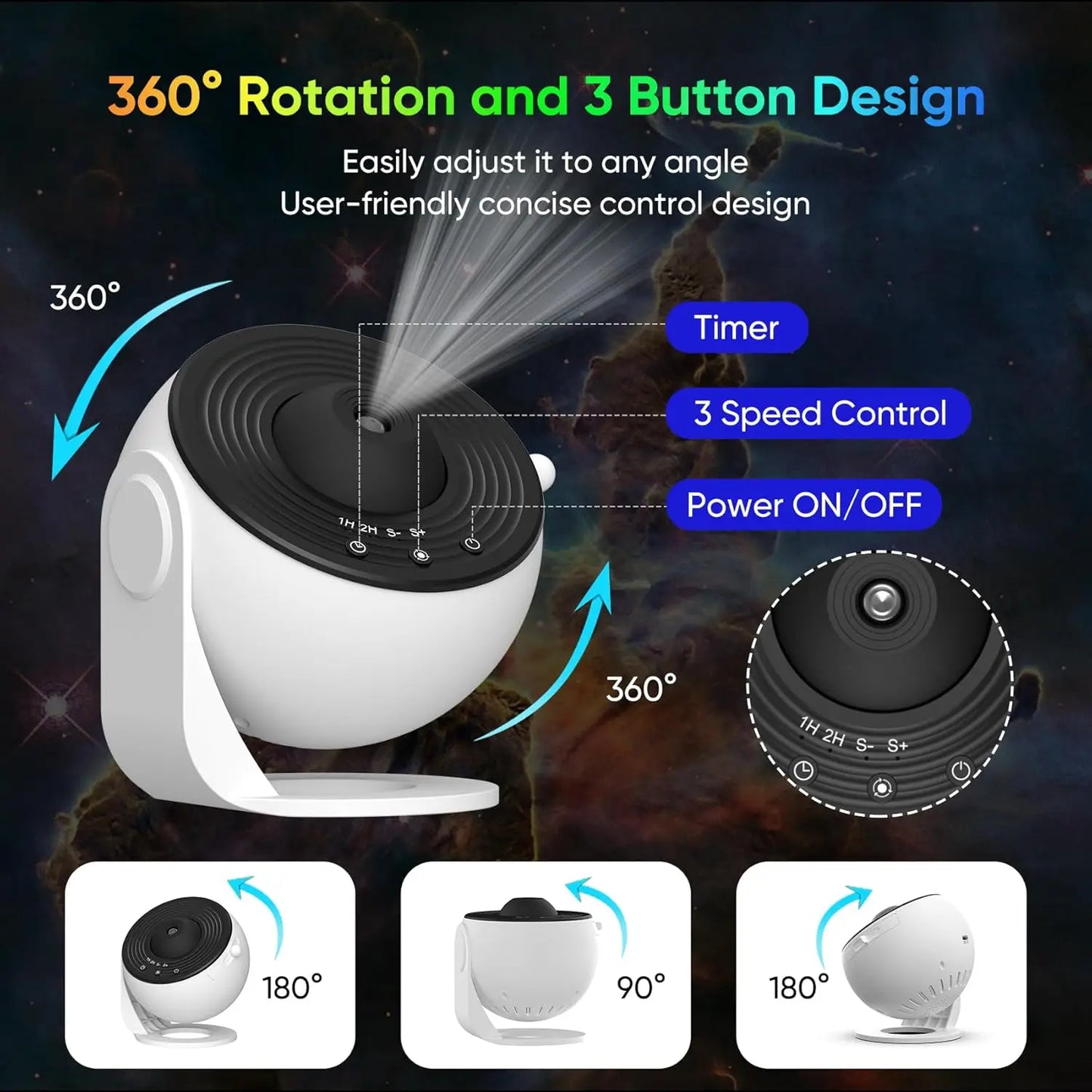 Galaxy Projector for Bedroom, HD Image Star Projector, Adjustable Galaxy Light Knob, 13 Film Discs,