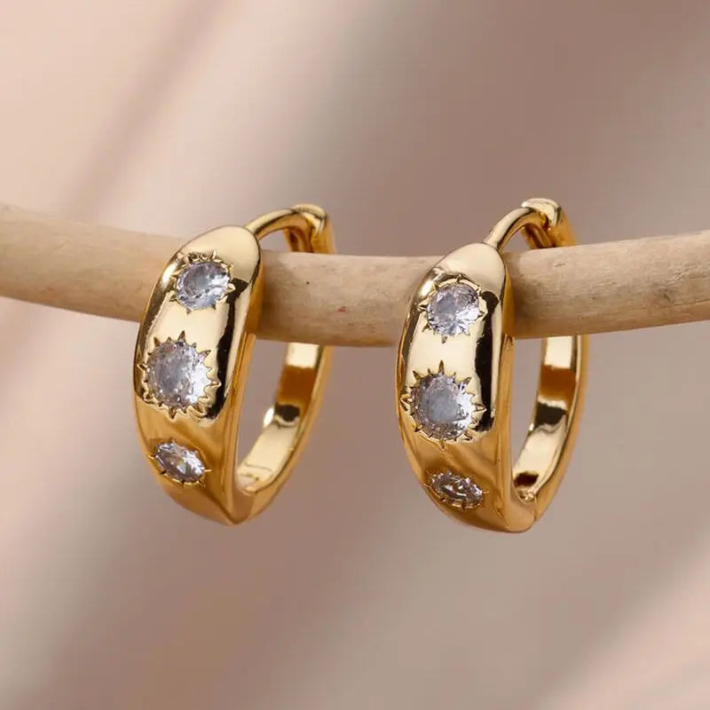 Zircon Star Earring For Women Girl Stainless Steel Hoop Piercing Earring y2k 2024 New Jewelry Accessories Gift aretes