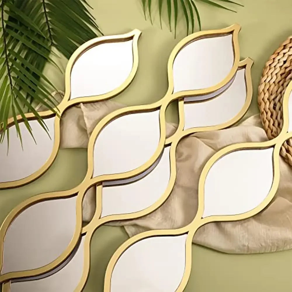 Teardrop Mirror Wall Art Decor Set of 4 Gold