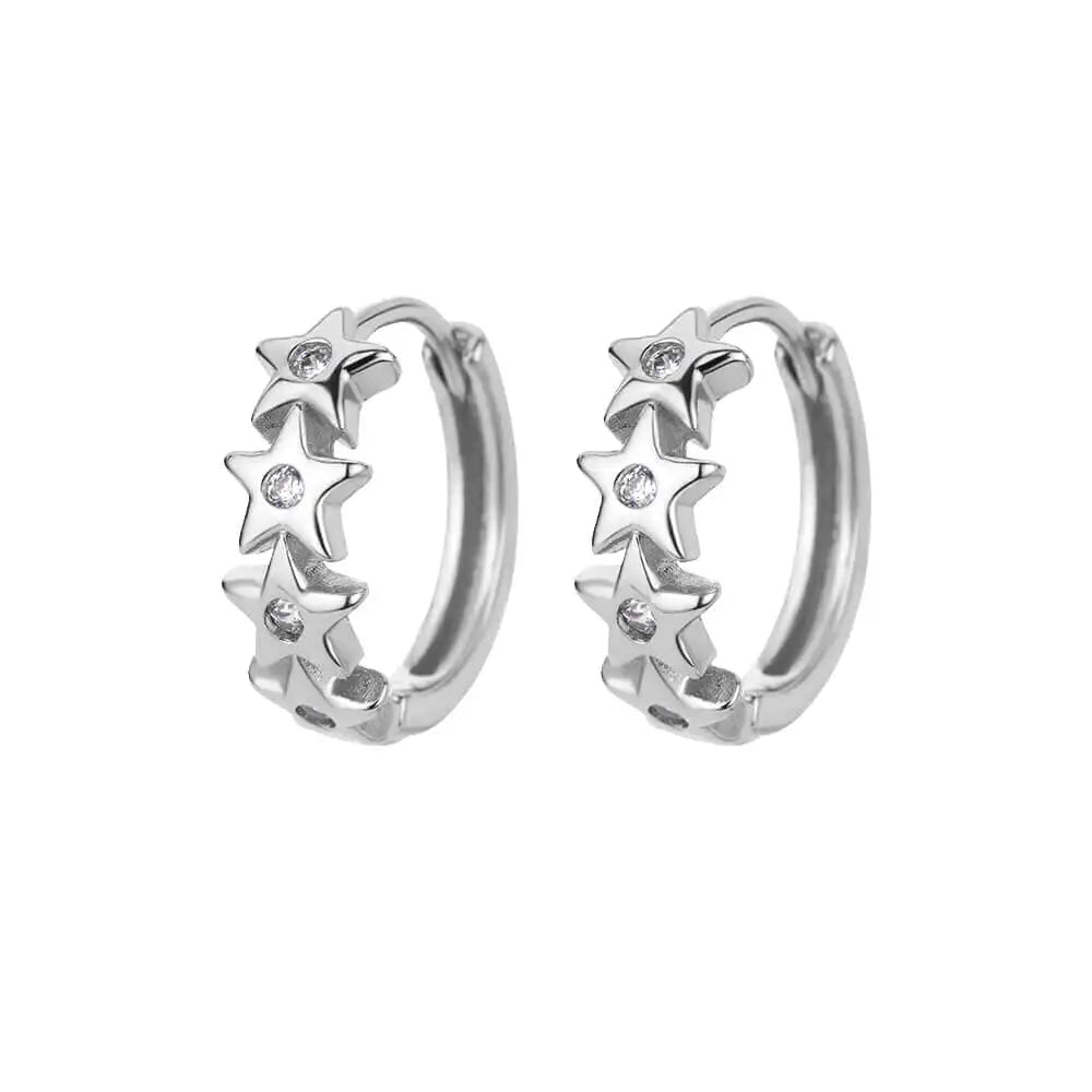 Zircon Star Earring For Women Girl Stainless Steel Hoop Piercing Earring y2k 2024 New Jewelry Accessories Gift aretes