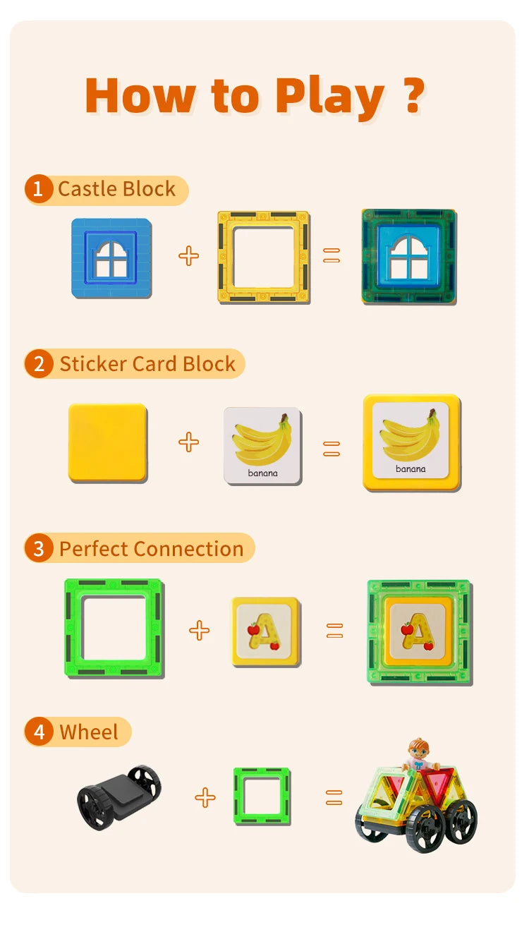 Romboss Magnetic Building Blocks Set - Magnetic Sheet Construction - Building Puzzle Tiles Boys & Girls