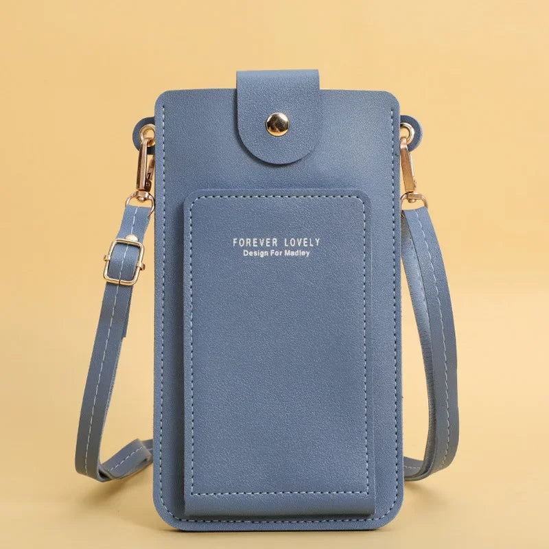 Women Bags Soft Leather Wallets - Touch Screen Cell Phone Purse - Crossbody Shoulder Strap Handbag