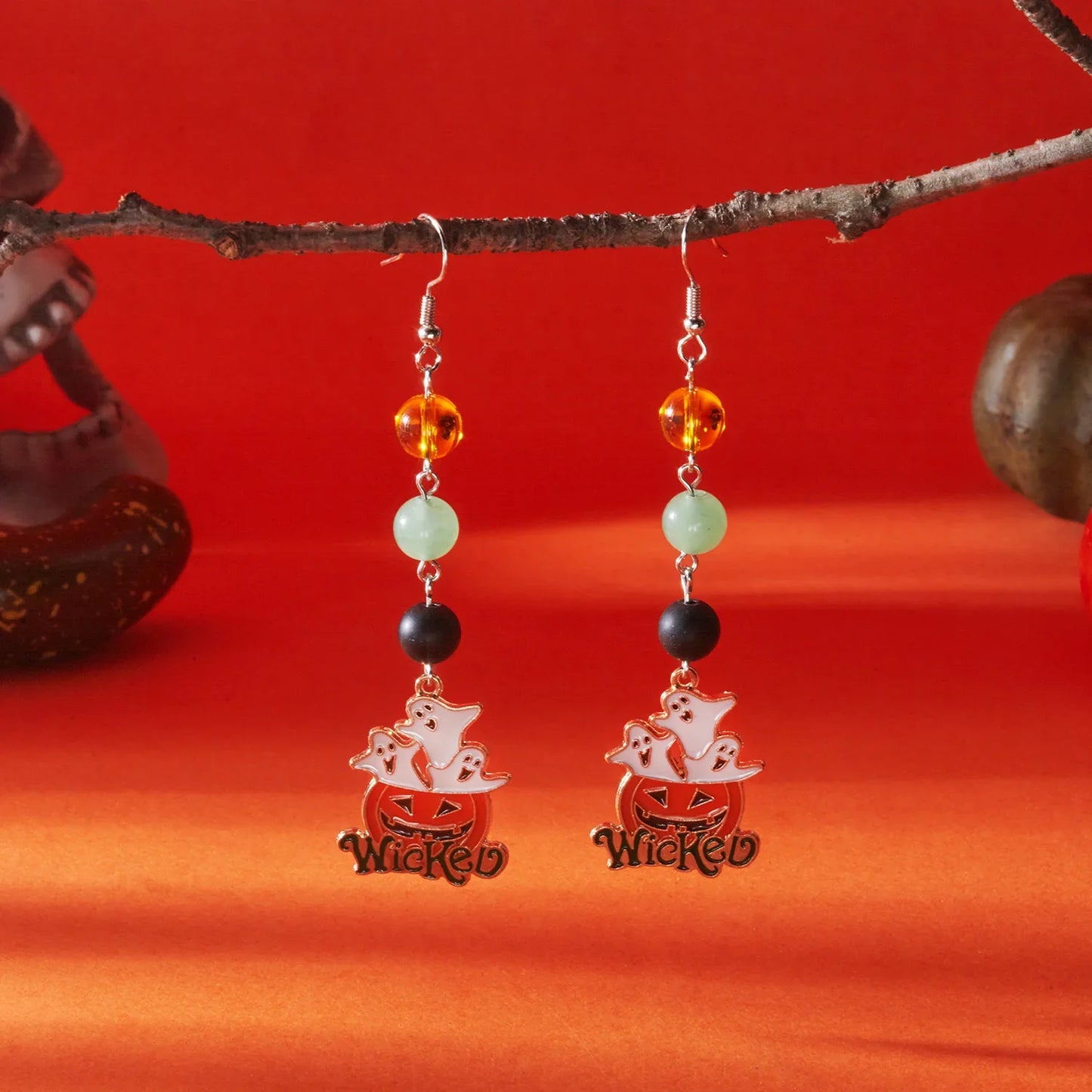 Cute Halloween Dangle Earrings for Women - Cartoon Pumpkin - Ghost Spider Drop Oil Earring
