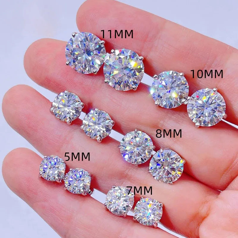 CUC 3-14MM AAAA Zircon Stud Earrings Screw/Push Back For Women -Men Fashion Trend Jewelry