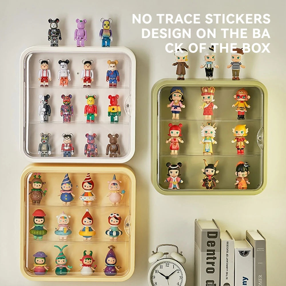 Clear Display Case for Figures, Wall-Mounted Doll Storage - 3Layer Storage Box