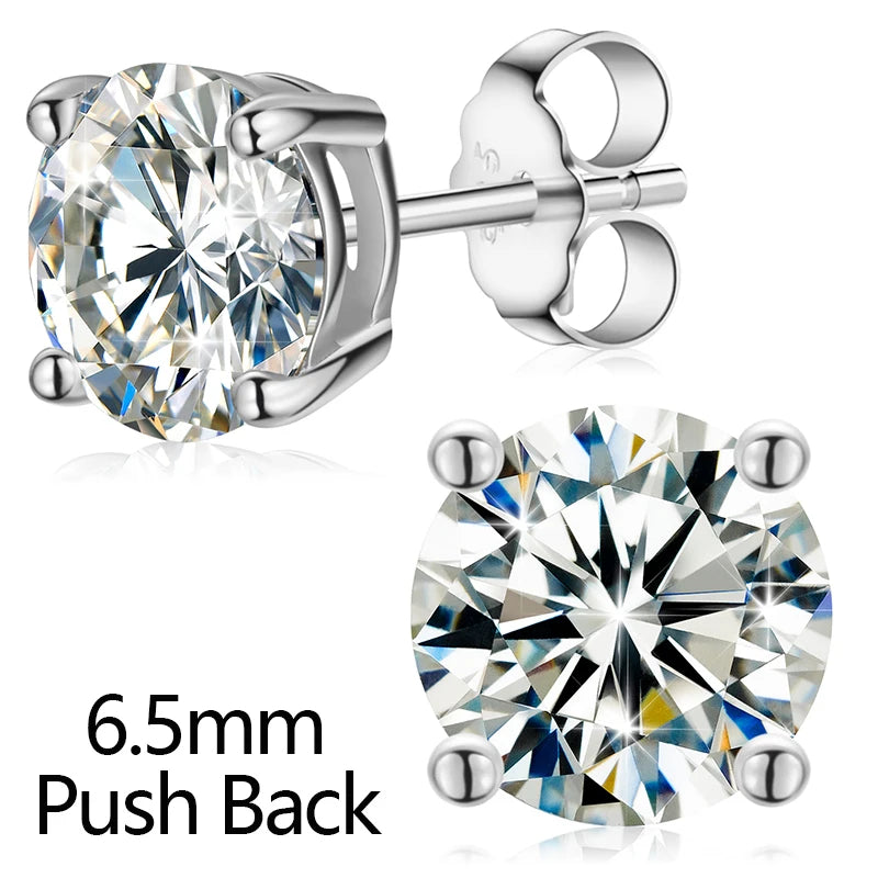 Classic Fashion Real Moissanite Stud Earrings For Women.  Sterling Silver Sparkling Engagement & Wedding Gifts