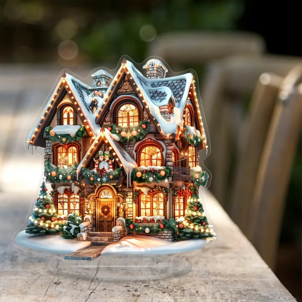 A charming two-dimensional gingerbread house Christmas table ornament