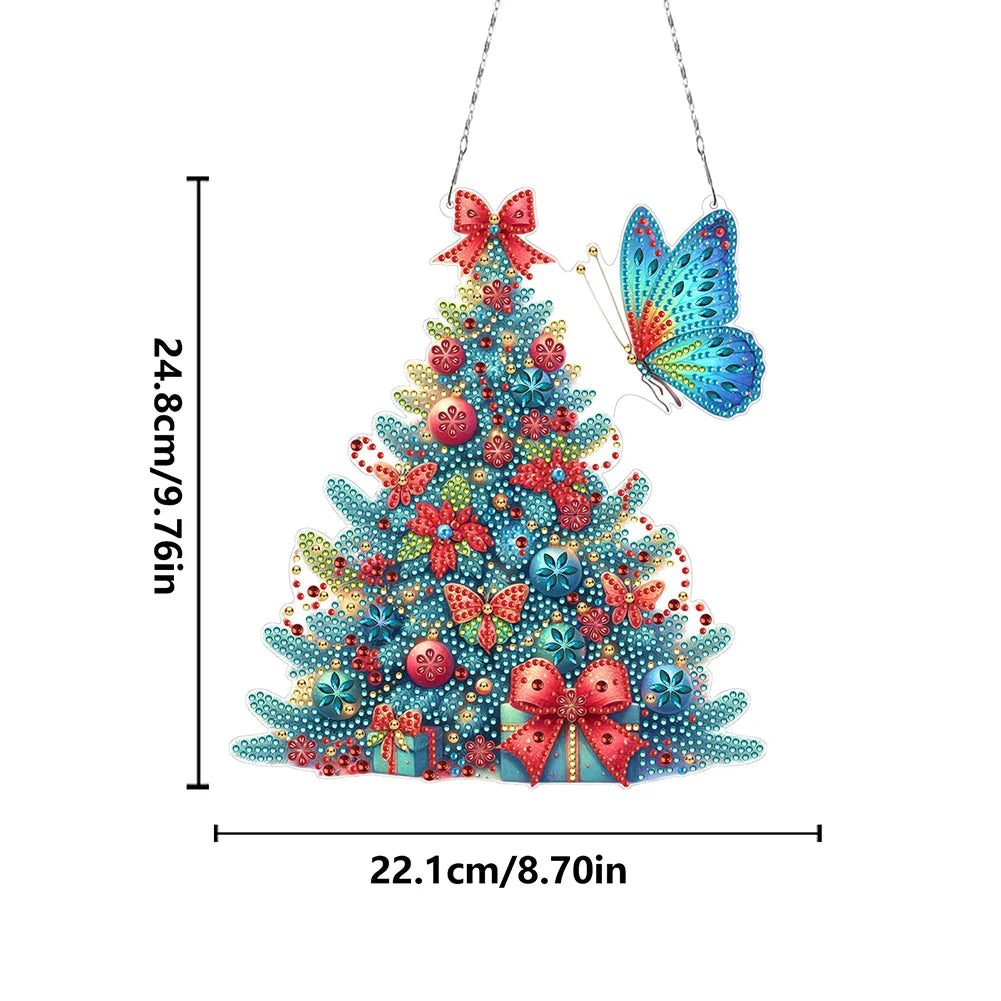 Acrylic Special Shape Christmas Wreath Rhinestone Diamond Art Pendants