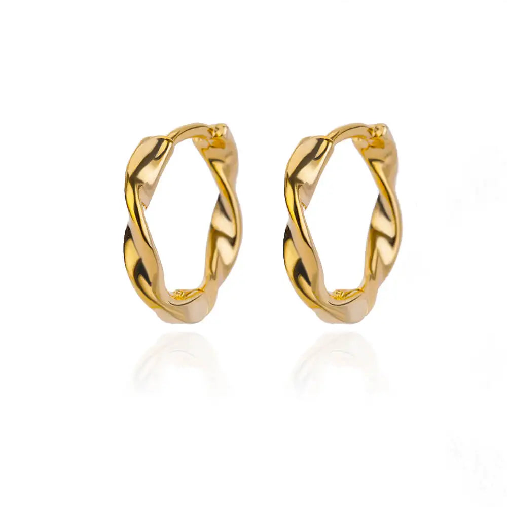 Zircon Round Hoop Earrings For Women - Gold Color Stainless Steel Earring