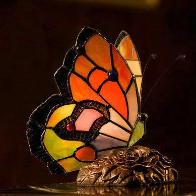 Tiffany Table Lamp Retro Stained Glass Butterfly Desk Lamp