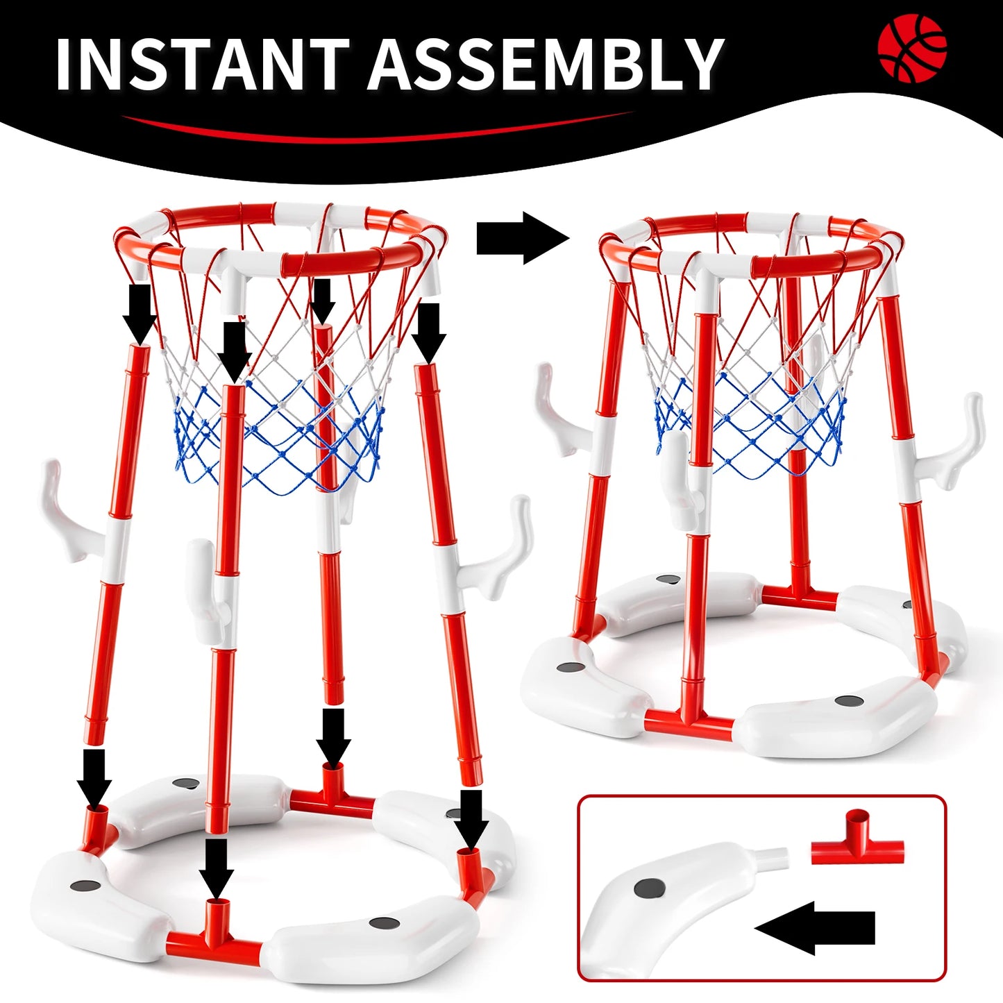 Summer Pool Basketball Hoop Toys, - Floating Basketball Pool Game - Swimming Floats Toys With 4 BallsToys