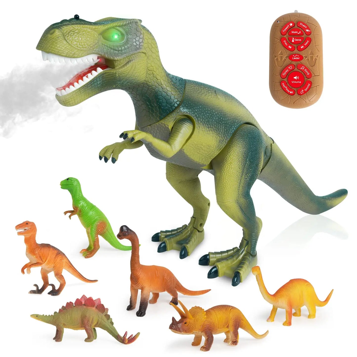 Remote Control Dinosaur - Toy Spray Walking Tyrannosaurus - Rex Roaring LED Light - Children Dinosaur