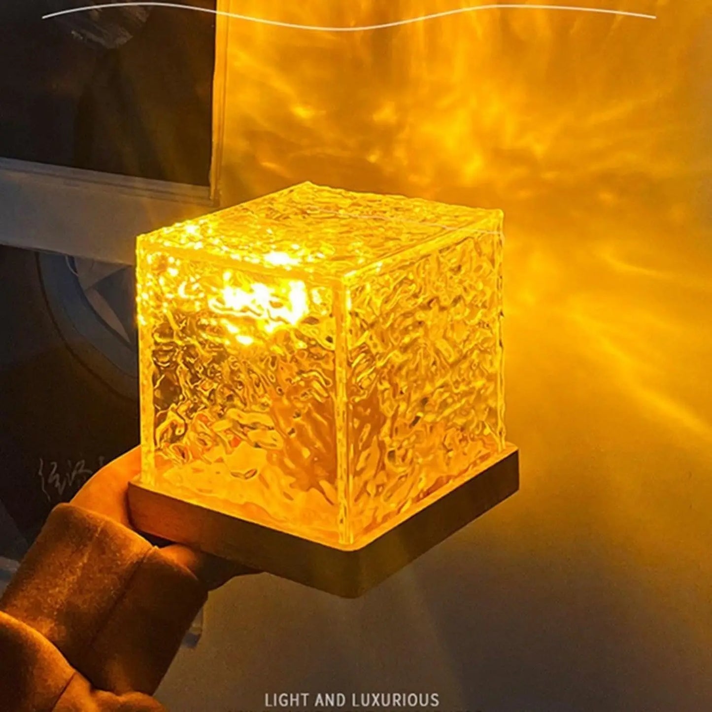 Cube,  Lamp, 16 Colors Light Projector,  Glow Lamp, -  Water Wave Effect - Night Light with Remote Control Power