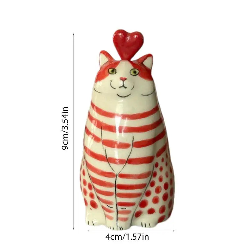 Polka Dot Cat Flower Vase - Dot Pattern Resin Cat Vase - Cat Vase For Home Bookshelf Shelf Decoration Tiny Animal Vases