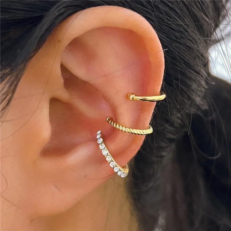 Fashion Zircon Double-layer Ear Cuff -  No Piercing Earring - Unique Metal Geometric Ear Clip for Women