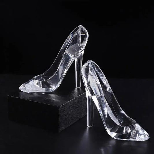 Cinderellas Crystal Glass Slipper Shoe - Transparent Acrylic High-Heeled Shoes -  Beautiful Home Decor