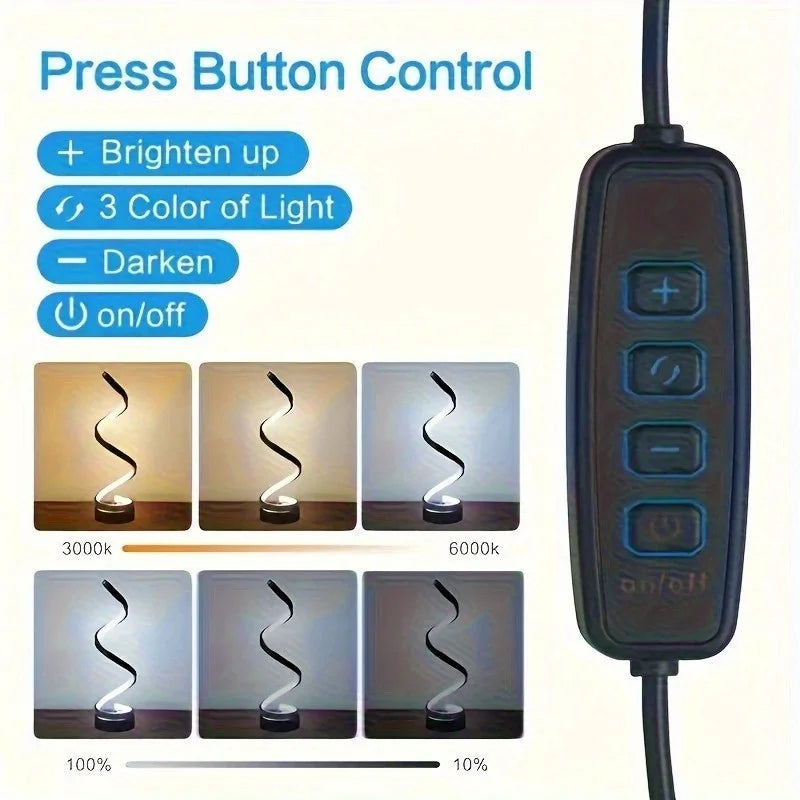 Classic Creative Spiral LED Table Lamp,  Adjustable Arm, Soft Light, Multifunction