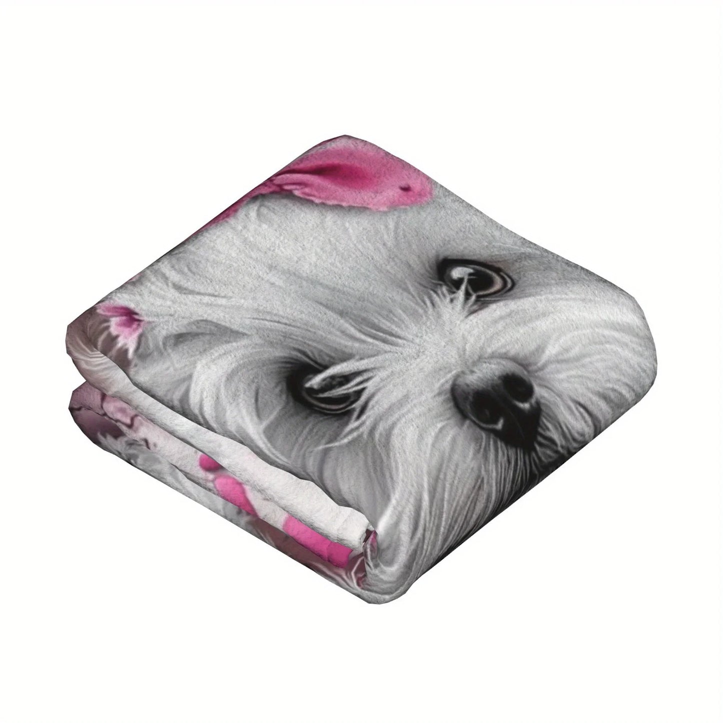 West Highland White Terrier Dog - Pink Floral Heart - Soft and Cozy Novelty Fleece Blanket