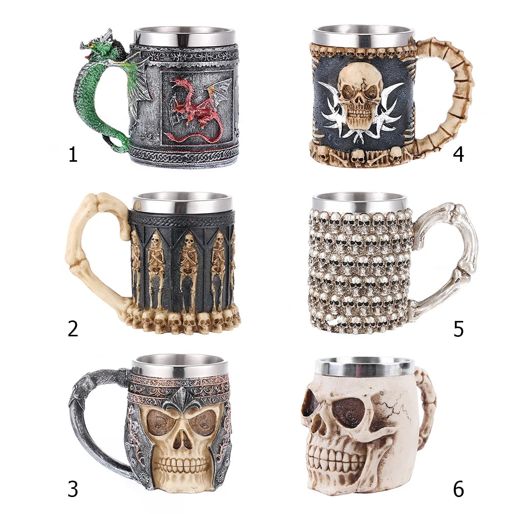 Resin Skull Retro  Glass