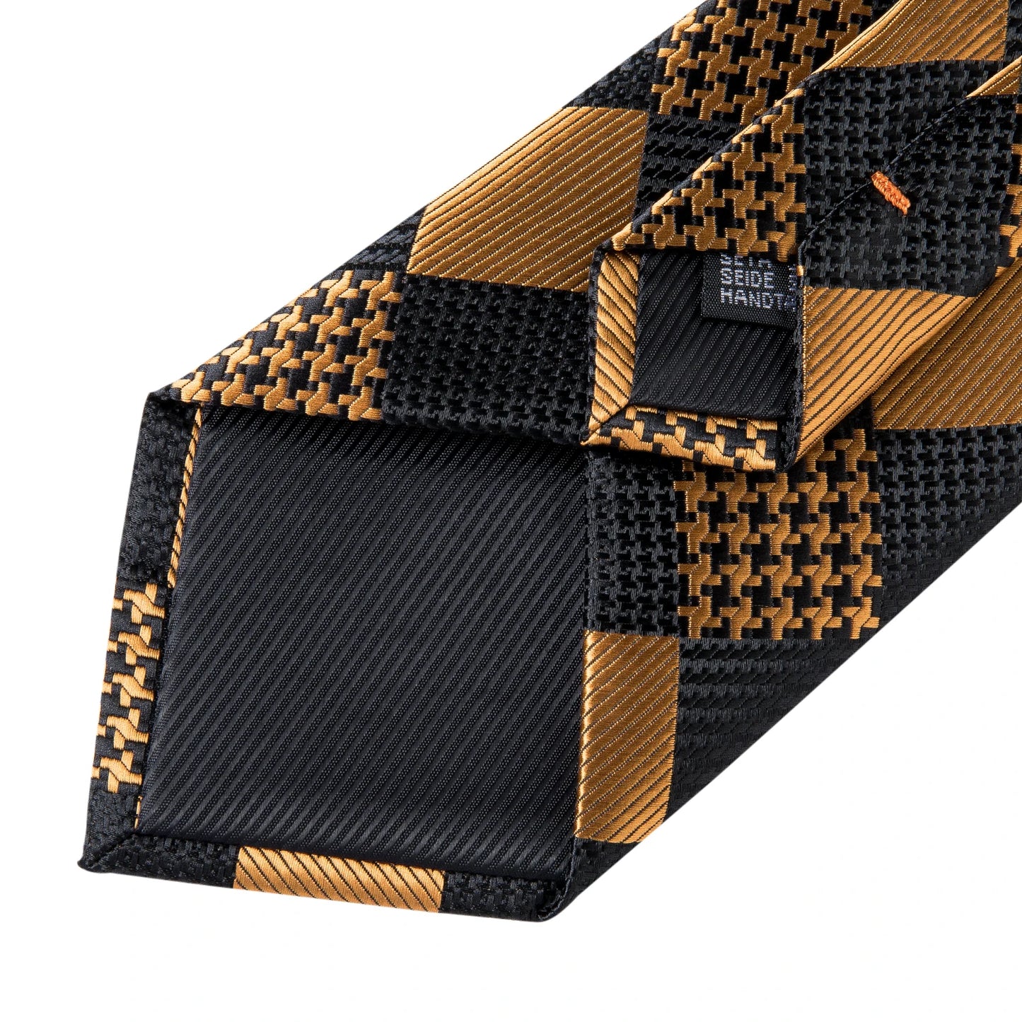 Luxury Mens Tie Black Golden Jacquard Necktie Pocket Square Cufflinks
