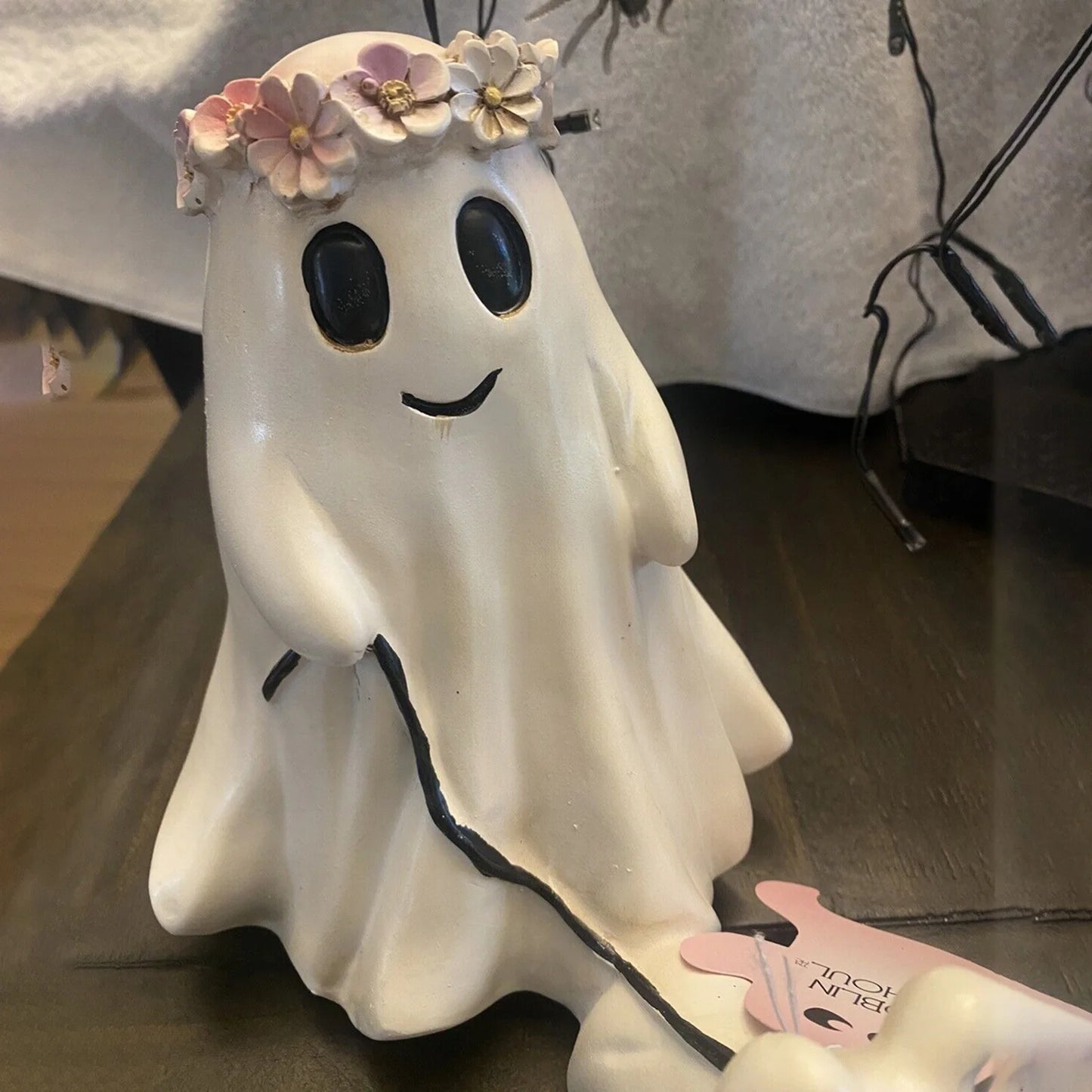 Halloween Ghost Walking Dog Statue