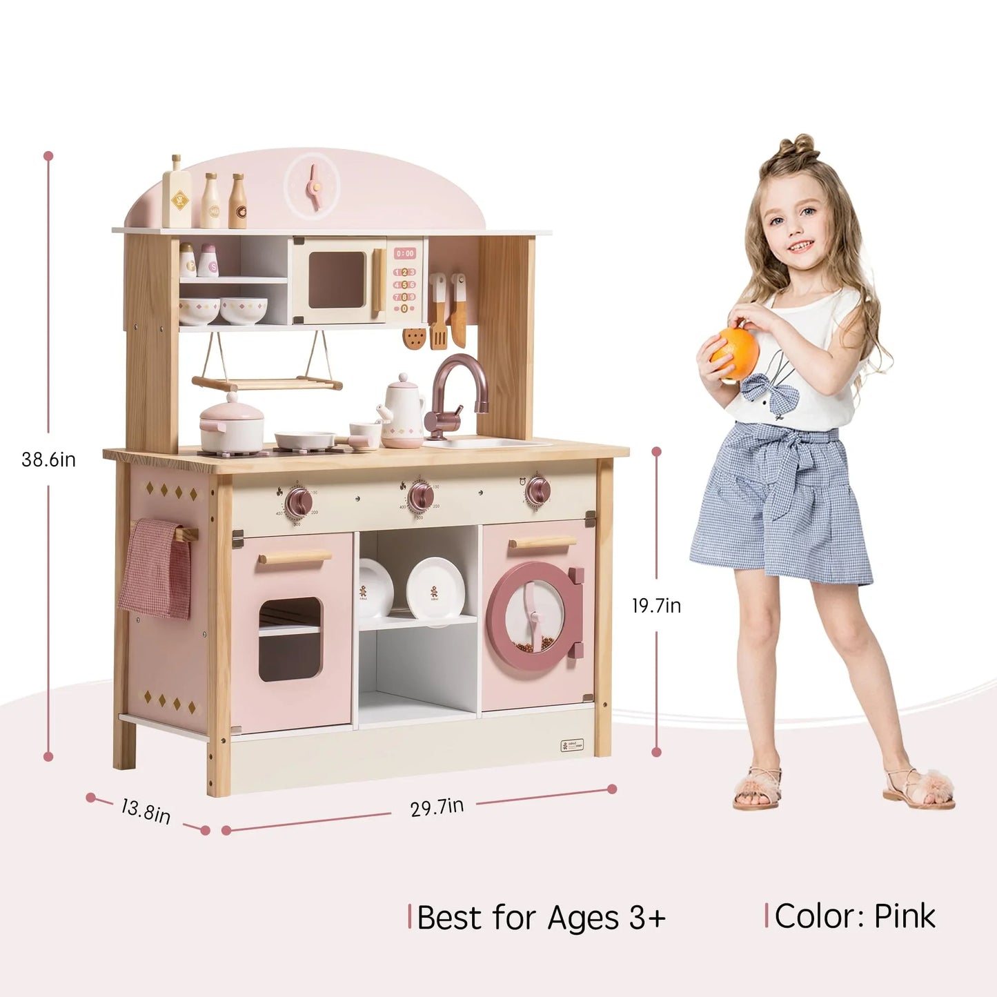 Wooden Kitchen for Kids - Play Kitchen with Plenty of Play Features