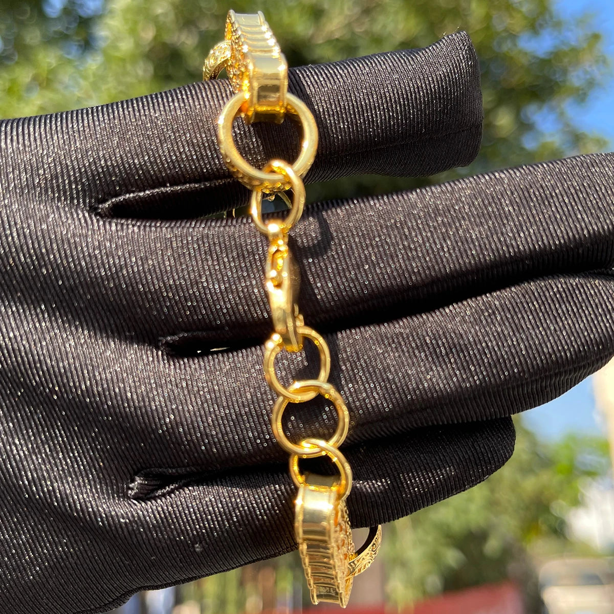 Bubble Letter  Bracelet for Men -  Gold Plated - Fashion Jewelry