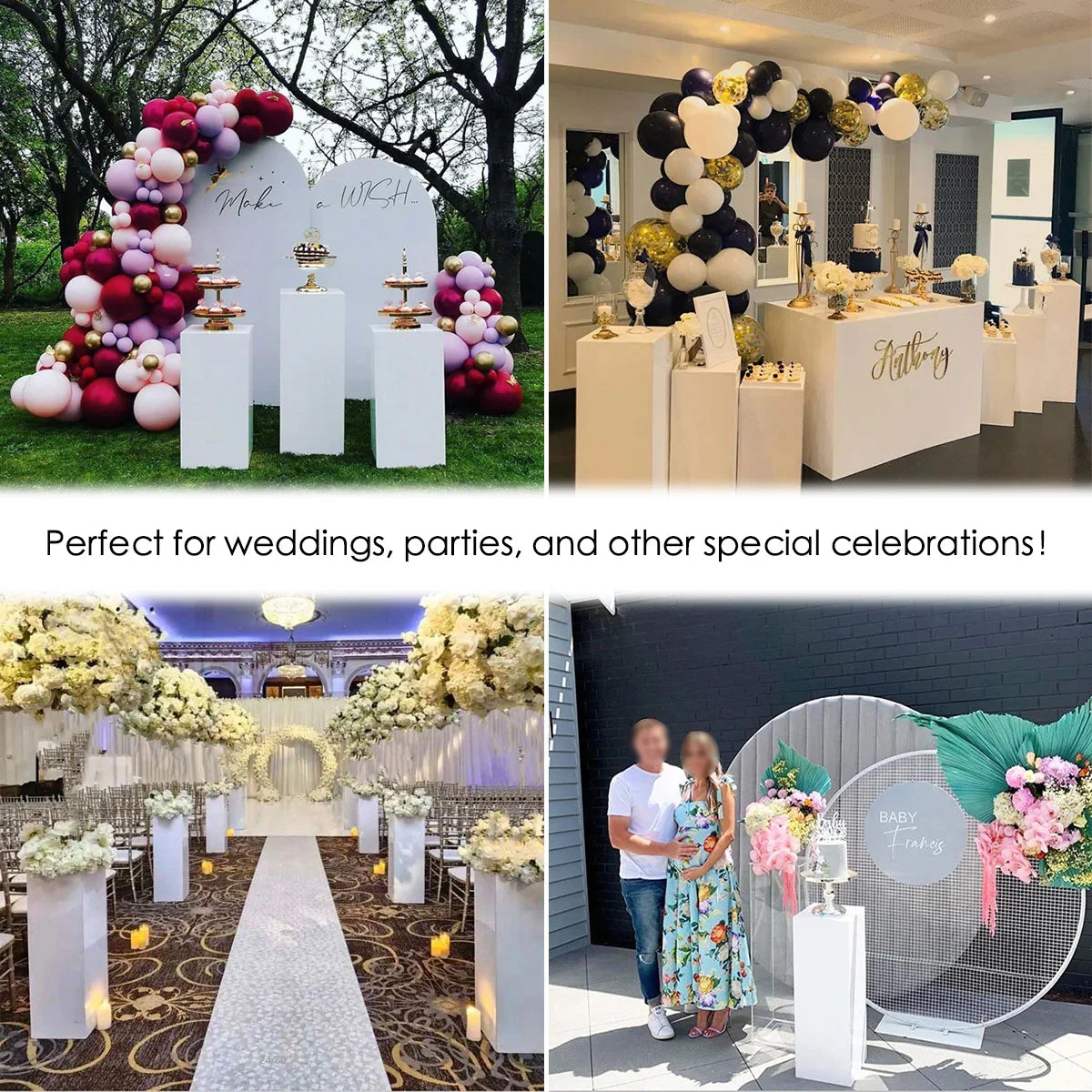 3PCs Metal Display Pedestal Stand  - White Pedestal for Sculpture Display