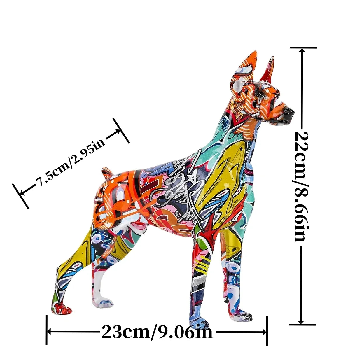 Creative Pet Handle Graffiti Color Doberman Dog Statue
