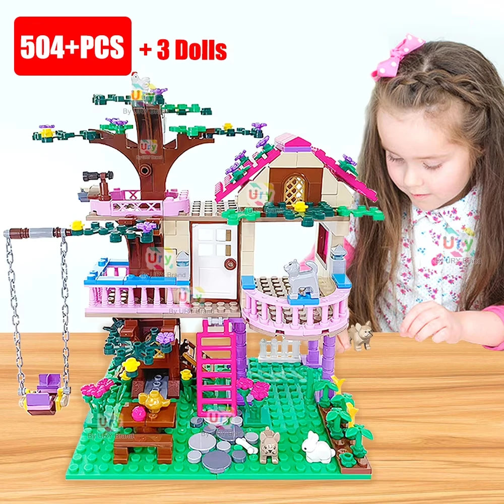 Friends City Tree House Summer Holiday - Villa Castle Building Blocks Sets - Figures Garden DIY - Toys for Kids Girl Birthday Gift