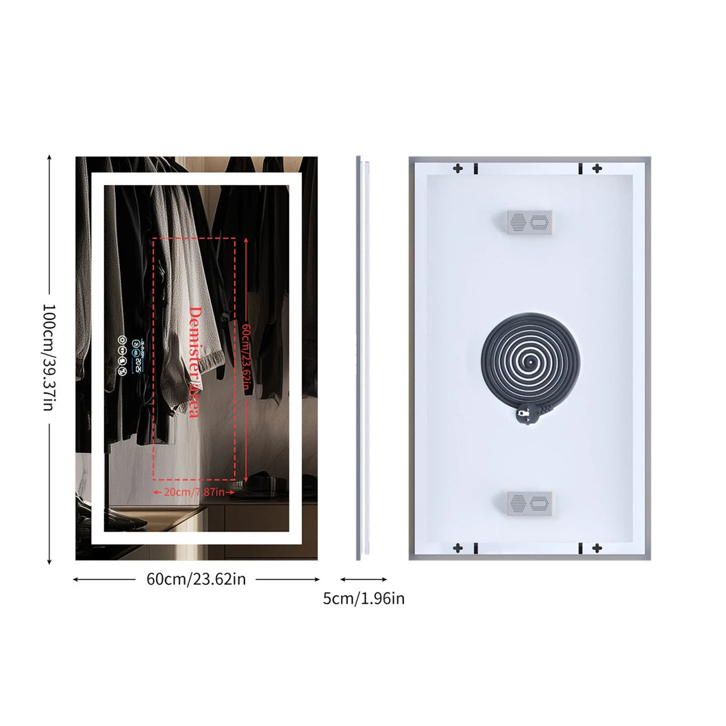 XXL Bathroom Mirror - Smart LED Vanity Mirror Wall Mounted with Bluetooth, Digital Display,