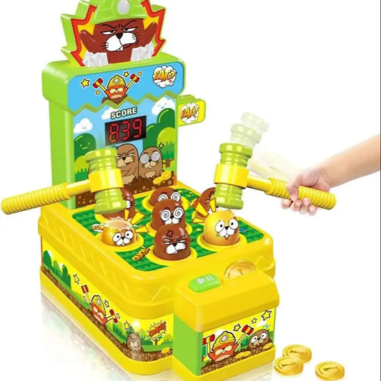 Mini Coin Operated Arcade Game Bank with 2 Hammers,