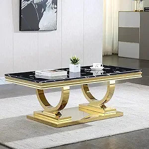 White Marble Console Table with Stainless Steel U-Base