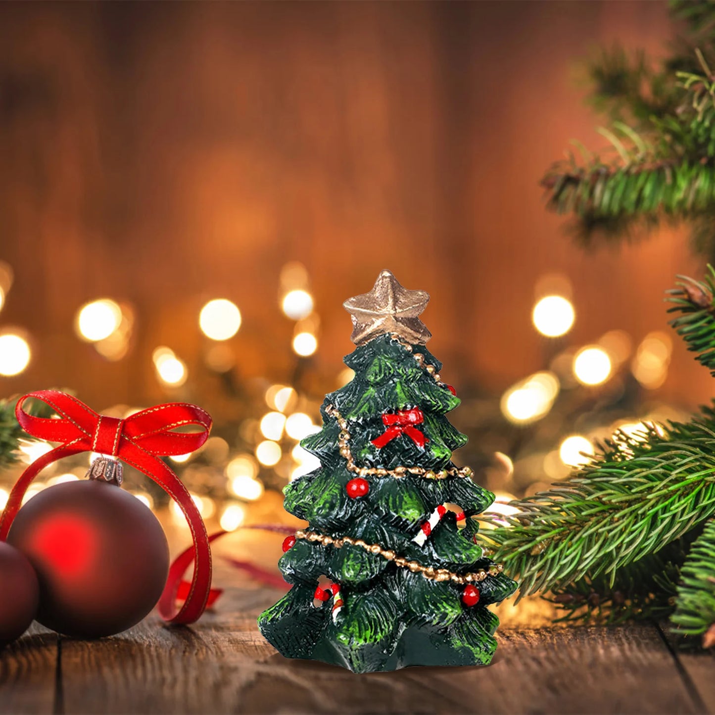 Tabletop Christmas Resin Tree Decor 3D Xmas Tree Christmas Tree Model for Christmas DIY Craft Party Decor MIAO-US