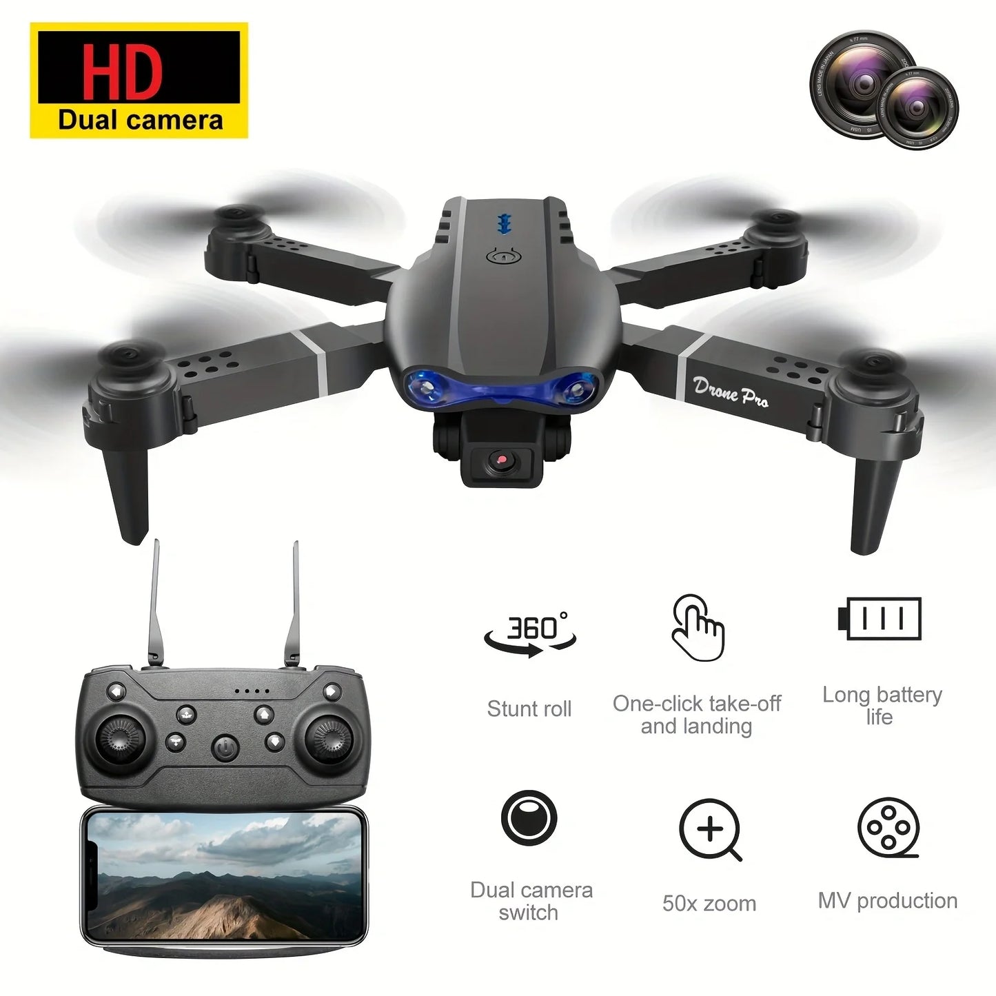 Professional RC Drone, - WIFI Dual Camera RC Quadcopter