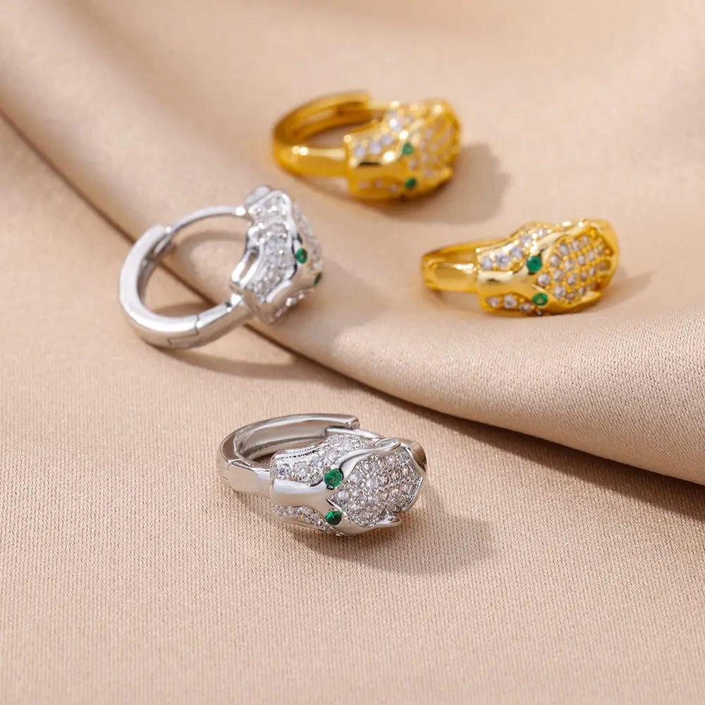 Fashion Rabbit Crystal Hoop Earrings For Women Zircon Leopard Head Owl Elephant Butterfly Earring Animal Jewelry Wedding Gift