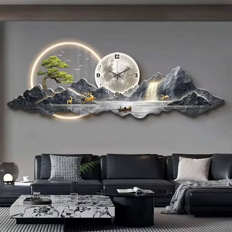 Design Luxury Wall Clocks Living Room Led Aesthetic