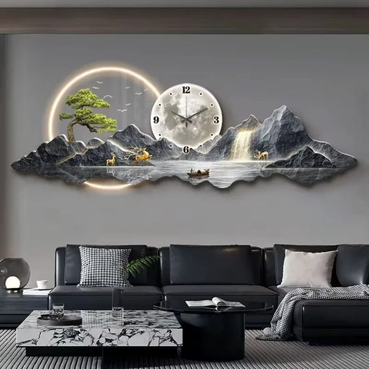 Design Luxury Wall Clocks Living Room Led Aesthetic