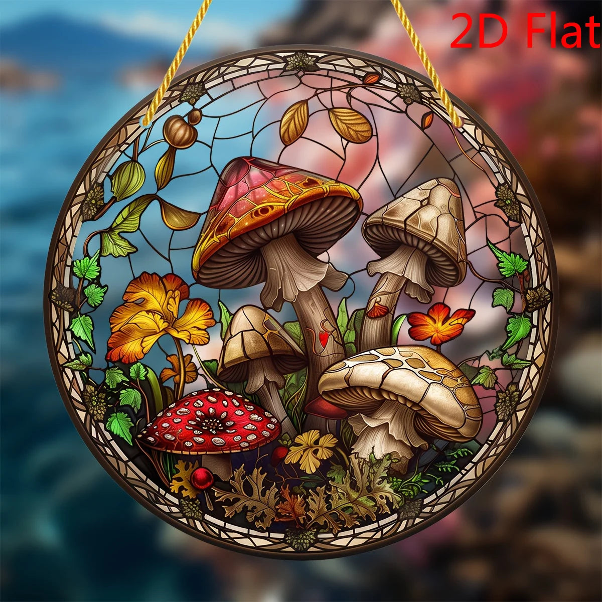 1PC Mushroom Suncatcher - 2D Acrylic Stained Glass Wall/Window Decor for Home & Garden (All-Season Gift)