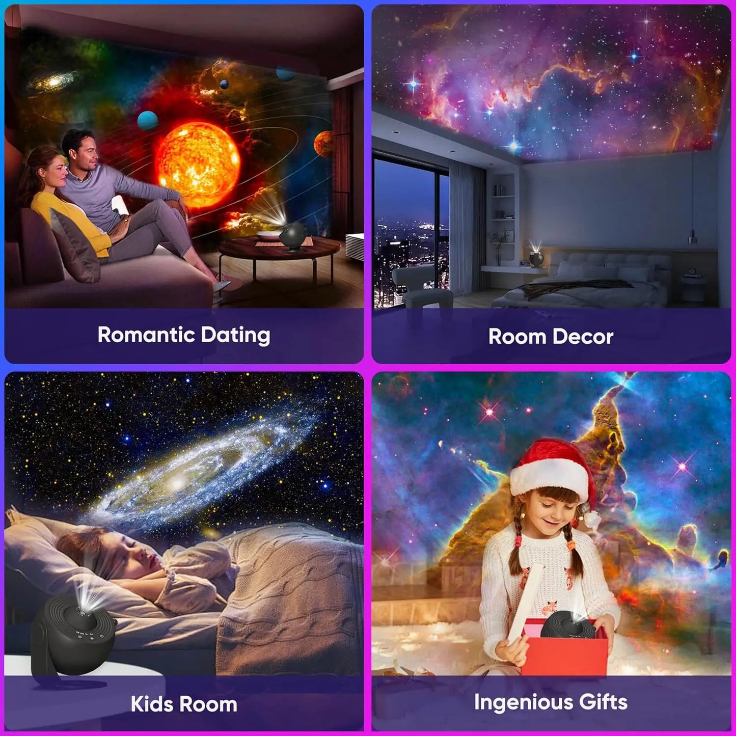 13 In 1 Galaxy Ultral Star Projector HD Image - Area LED Night Light, - 13 Film Discs,360° Rotate for